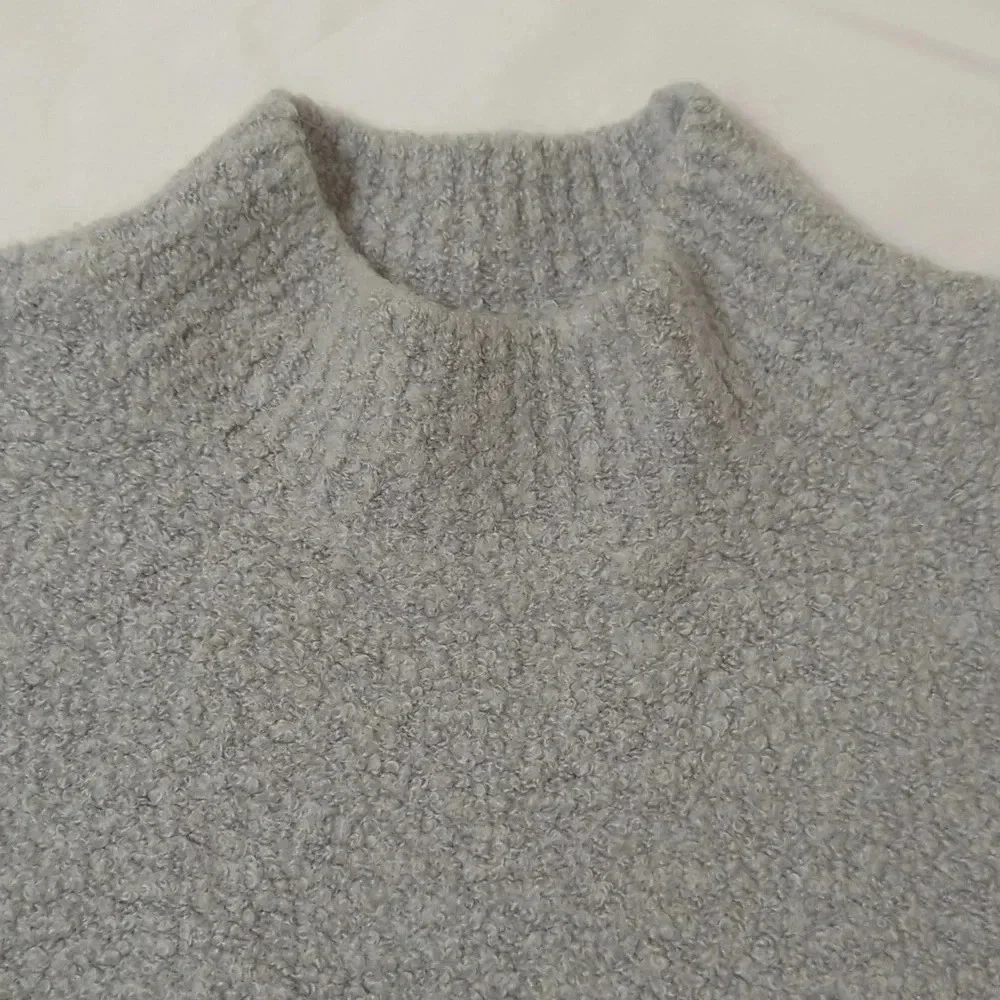 Saks Fifth Avenue Wool Sweater Mock Neck Sweater, Color Gray Size XL - Picture 3 of 12